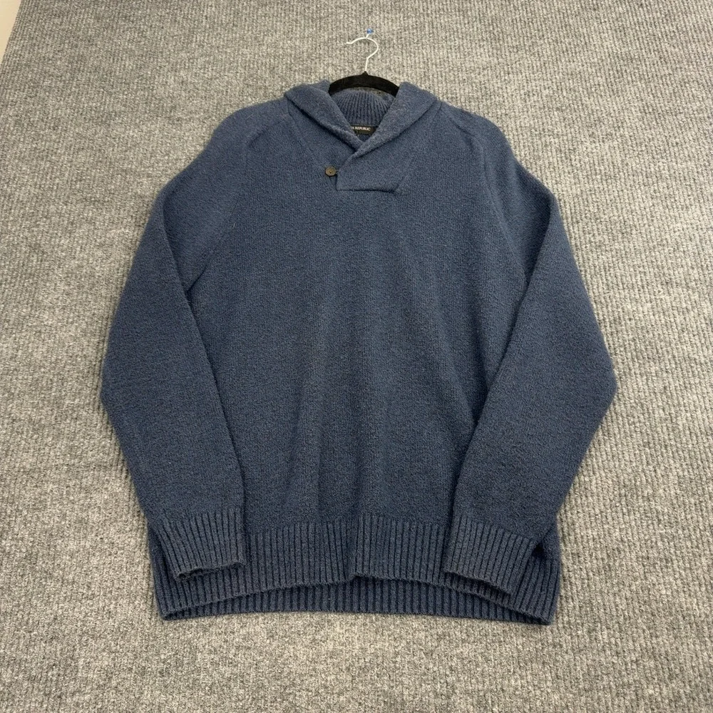 Banana Republic Sweater Mens‎ L Blue Cotton Blend Shawl Neck Button Casual Style